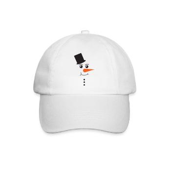 Snowman Face With Black Top Hat Winter Art - Baseball Cap - white/white - Front