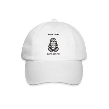 Its Fine In Fine Coffee Sloth Humor - Baseball Cap - white/white - Front