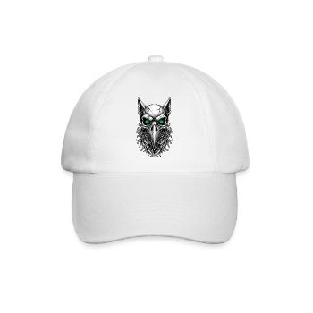 Schamanischer Rabenschädel Grünaugen-Totem - Baseballkappe - Weiß/Weiß - Vorne