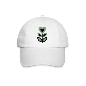 Flower Heart Leaves Cottagecore Gardener Nature - Baseball Cap - white/white - Front