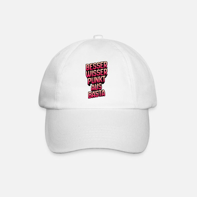 Besser Wissen Punkt Basta Typografie - Baseballkappe - Weiß/Weiß