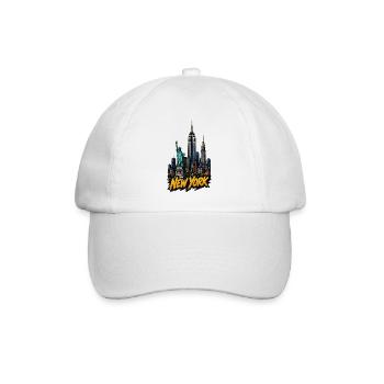 New York Skyline Graffiti Stil - Baseballkappe - Weiß/Weiß - Vorne