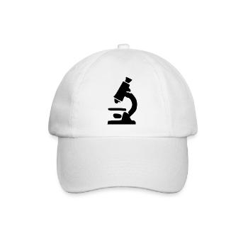 Mikroskop schwarz Wissenschaft Symbol Geschenk - Baseballkappe - Weiß/Weiß - Vorne