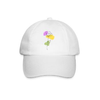 Lineart flower with pastel shapes - Baseball Cap - white/white - Front