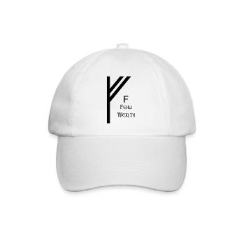 Fehu Rune Complete Black – Viking Futhark - Baseball Cap - white/white - Front