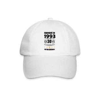 Vintage 1993 30Ans Anniversaire Cadeau Homme Femme - Casquette classique - blanc/blanc - Devant