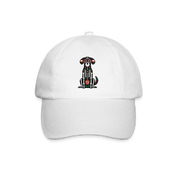 Floral Skeleton Dog Halloween - Baseball Cap - white/white - Front