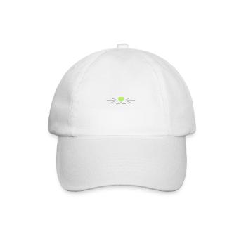 Moustaches du chat, vert et noir, avec coeur - Casquette classique - blanc/blanc - Devant