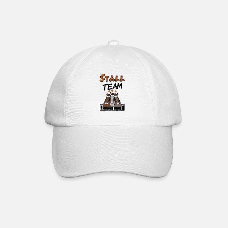 Pferde Team im Stall - Baseballkappe - Weiß/Weiß