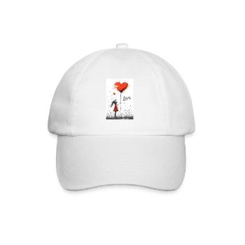Child with heart balloon conveyed in vivid sketch - Baseball Cap - white/white - Front