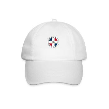 Dominican Republic Flag Medallion with Emblem - Baseball Cap - white/white - Front
