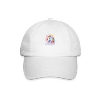 Einhorn Blumen Schulkind Einschulung 2023 - Baseballkappe - Weiß/Weiß - Vorne