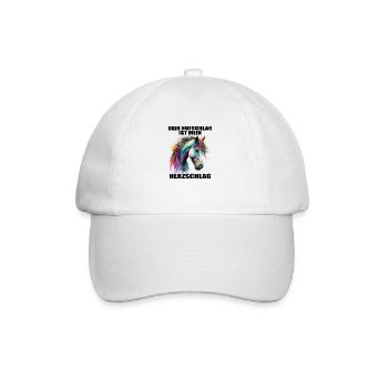 Pferde Herzschlag Reiten Hufe Hufeisen Herz Pony - Baseballkappe - Weiß/Weiß - Vorne