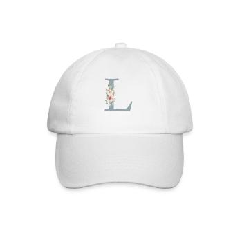 L | Monogramme | Eucalyptus Pastel Fleur Bleu - Casquette classique - blanc/blanc - Devant