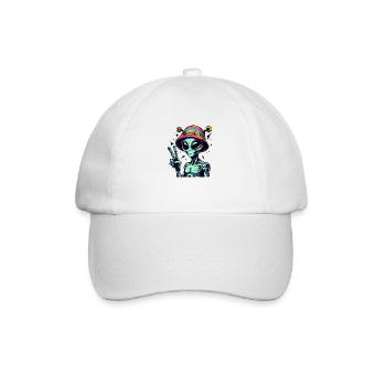 Alien zeigt Peace - Baseballkappe - Weiß/Weiß - Vorne