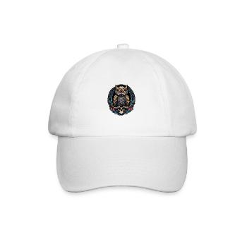 Dekorative Eule mit Skull und Rosenblüten - Baseballkappe - Weiß/Weiß - Vorne