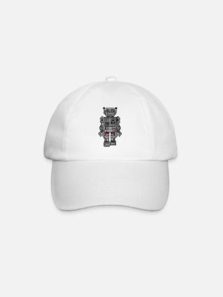 Retro Robot Toys - Baseball Cap - white/white