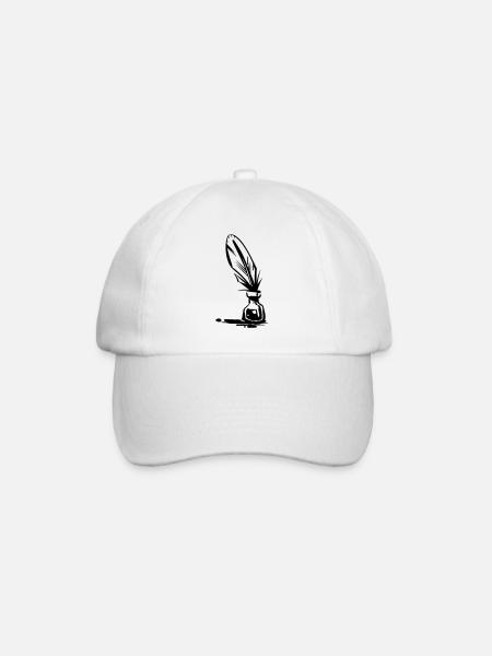Tintenfass und Feder Design - Baseballkappe - Weiß/Weiß