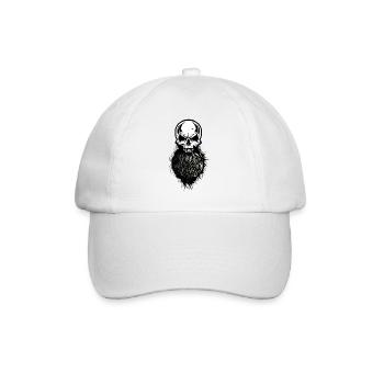 Schädel Kopf des Todes Hipster Schädel Bart Bart - Baseballkappe - Weiß/Weiß - Vorne