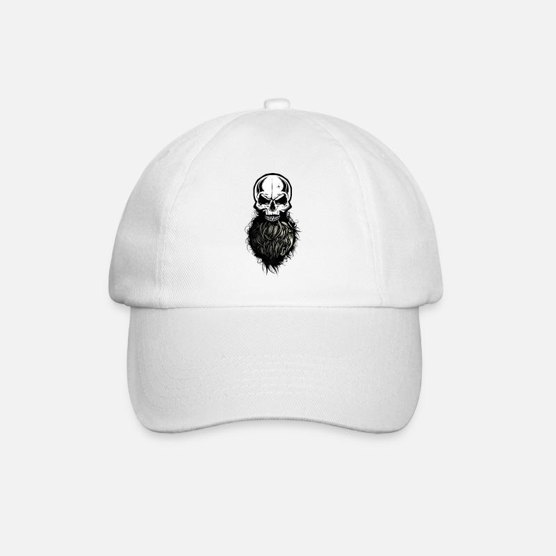Schädel Kopf des Todes Hipster Schädel Bart Bart - Baseballkappe - Weiß/Weiß