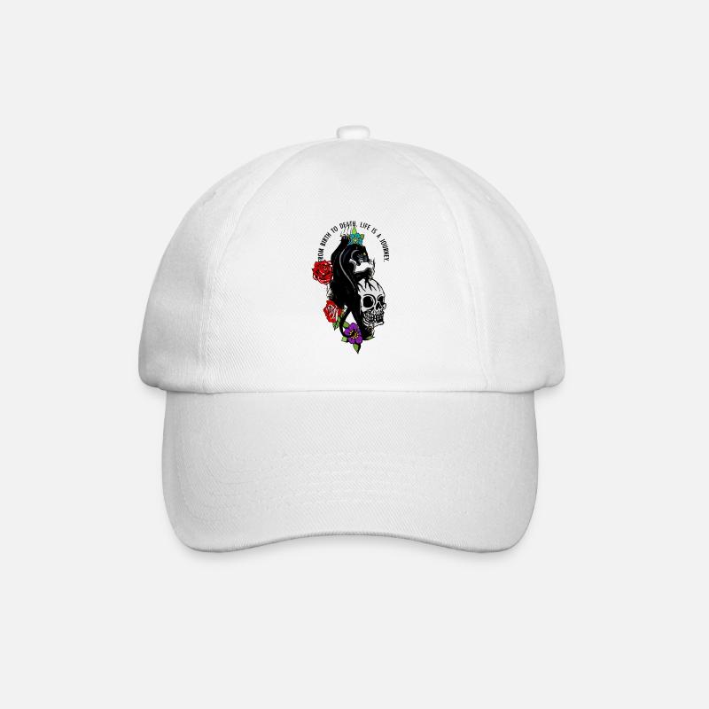 Kopf des Todes Panthere Schädel rosa Blume Zitat - Baseballkappe - Weiß/Weiß