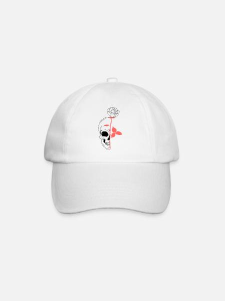 Rosa Totenkopf Totenkopf - Baseballkappe - Weiß/Weiß