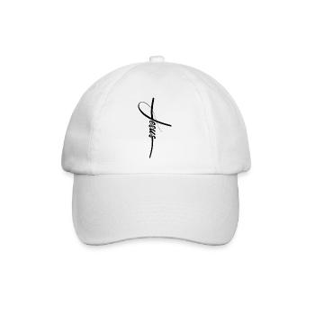 Jesus Christus schlichtes Kreuz mit Schriftzug - Baseballkappe - Weiß/Weiß - Vorne