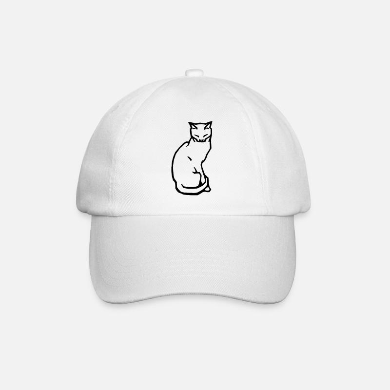 Katze - Baseballkappe - Weiß/Weiß