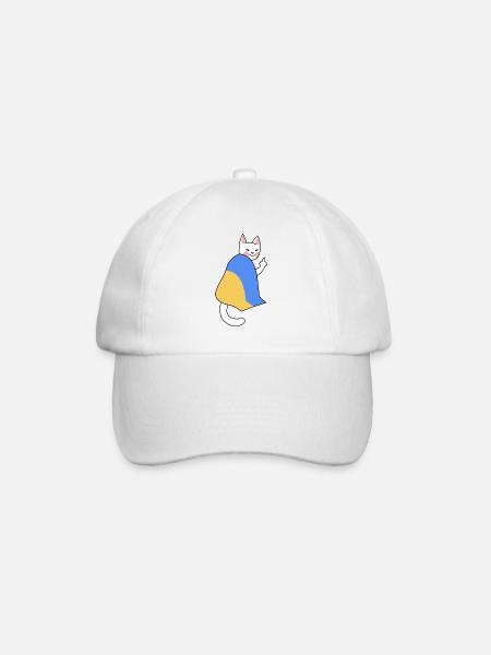 Cat under flag shows where Russian ship have to go - Baseball Cap - white/white