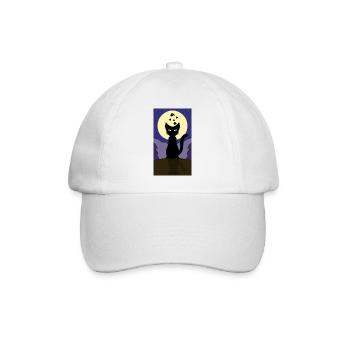Mondschein-Halloween-Katze - Baseballkappe - Weiß/Weiß - Vorne