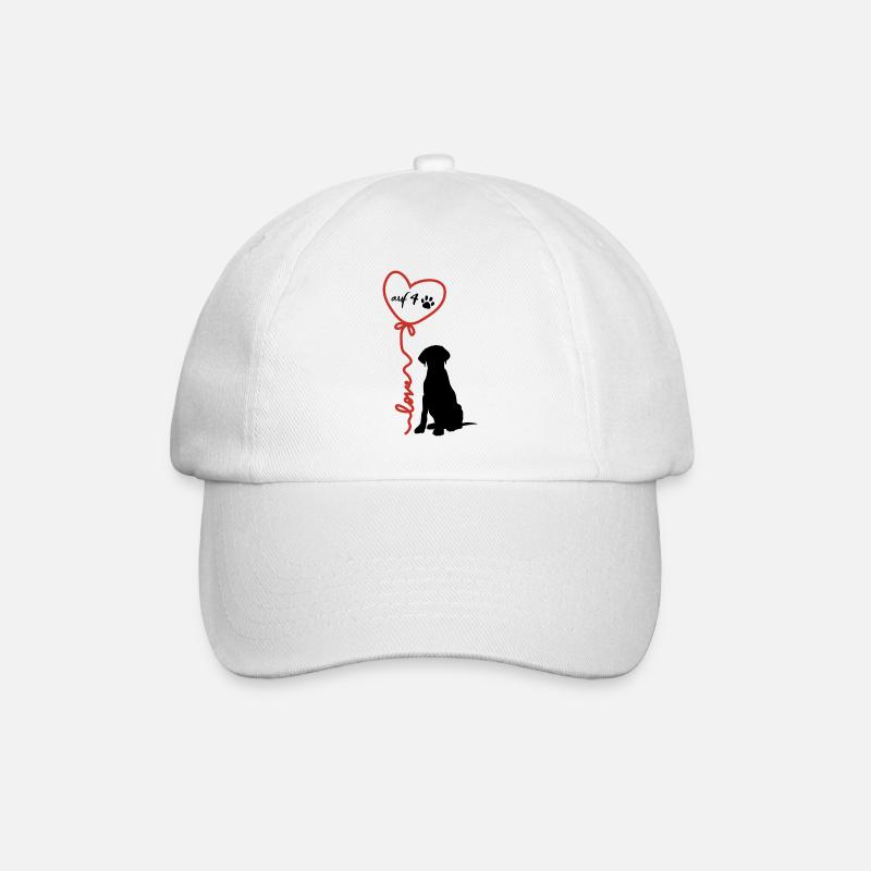 Herz auf 4 Pfoten - Hund und Luftballon - Baseballkappe - Weiß/Weiß
