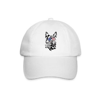 Hungarian Mudi America Flag Sunglasses Dogs - Baseball Cap - white/white - Front