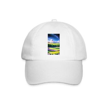 Landschaft mit 4 Bereichen, Generative KI - Baseballkappe - Weiß/Weiß - Vorne