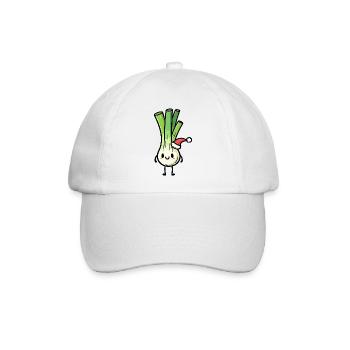 Kawaii leek with santa hat - Baseball Cap - white/white - Front