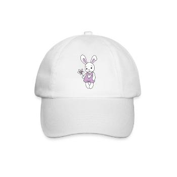 Lapin mignon de dessin animé avec une fleur - Casquette classique - blanc/blanc - Devant