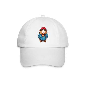cute guinea pig with jacket and cap - Baseball Cap - white/white - Front