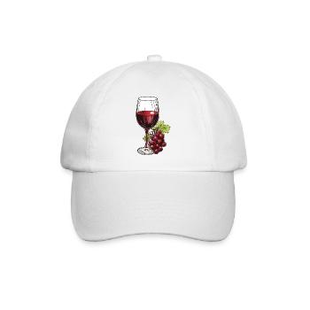 Wine Glass Grapes Wine - Baseball Cap - white/white - Front