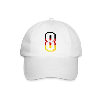 Nummer 8 Deutschland Trikot Zahl 8 Jahre - Baseballkappe - Weiß/Weiß - Vorne