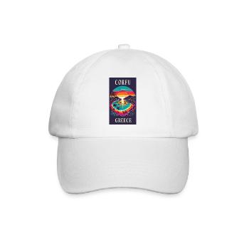 Corfu Greece sunset design - Baseball Cap - white/white - Front