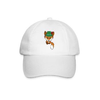 Fuchs mit Trachtenhut in Tasche - Baseballkappe - Weiß/Weiß - Vorne