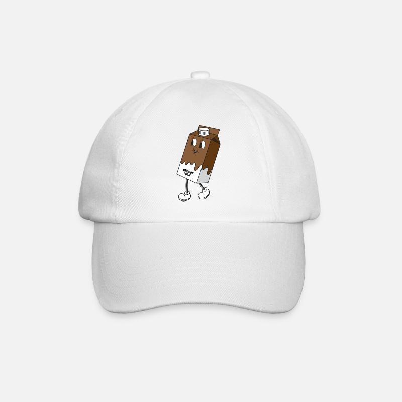 Choccy Milk - Retro Cartoon Schokomilch - Baseballkappe - Weiß/Weiß