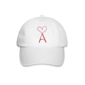 Herz mit "A" – minimalistisch und Liebevoll - Baseballkappe - Weiß/Weiß - Vorne