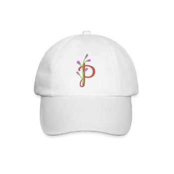 Elegant letter 'P' with flowers - Baseball Cap - white/white - Front