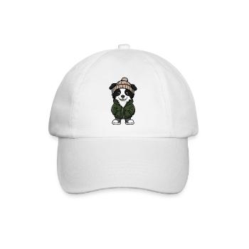 Border Collie Dog Cartoon - Baseball Cap - white/white - Front