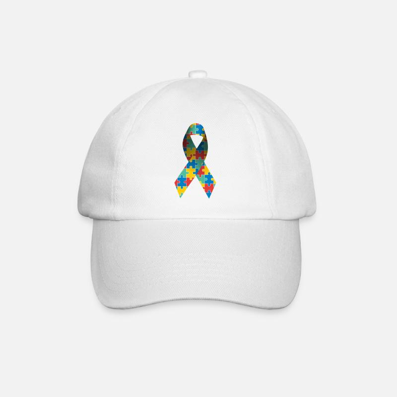 Ruban de sensibilisation à l’autisme et au syndrome d’Asperger - Casquette classique - blanc/blanc
