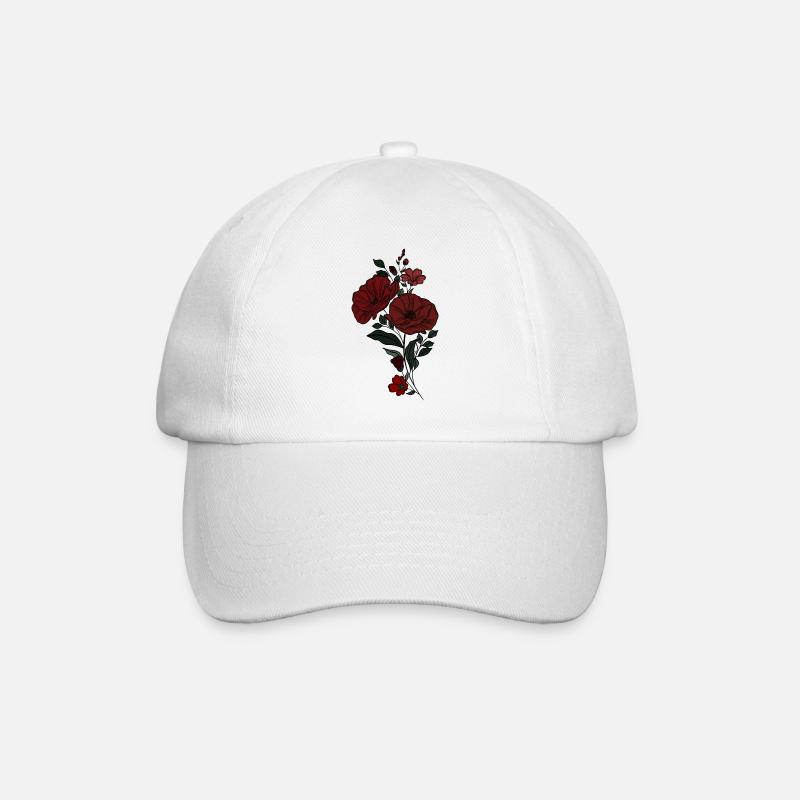 Blume - Baseballkappe - Weiß/Weiß