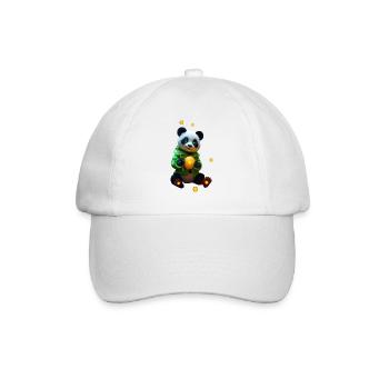 Cyber Panda mit Neon Zitrone - Baseballkappe - Weiß/Weiß - Vorne