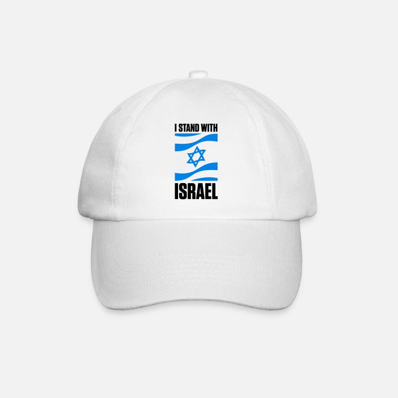 Stand With Israel Jerusalem Tel Aviv Davidstern - Baseballkappe - Weiß/Weiß
