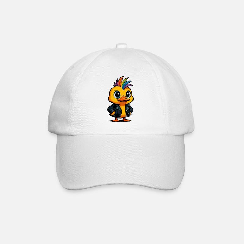 Rainbow Punk Duck Cartoon Design - Baseball Cap - white/white