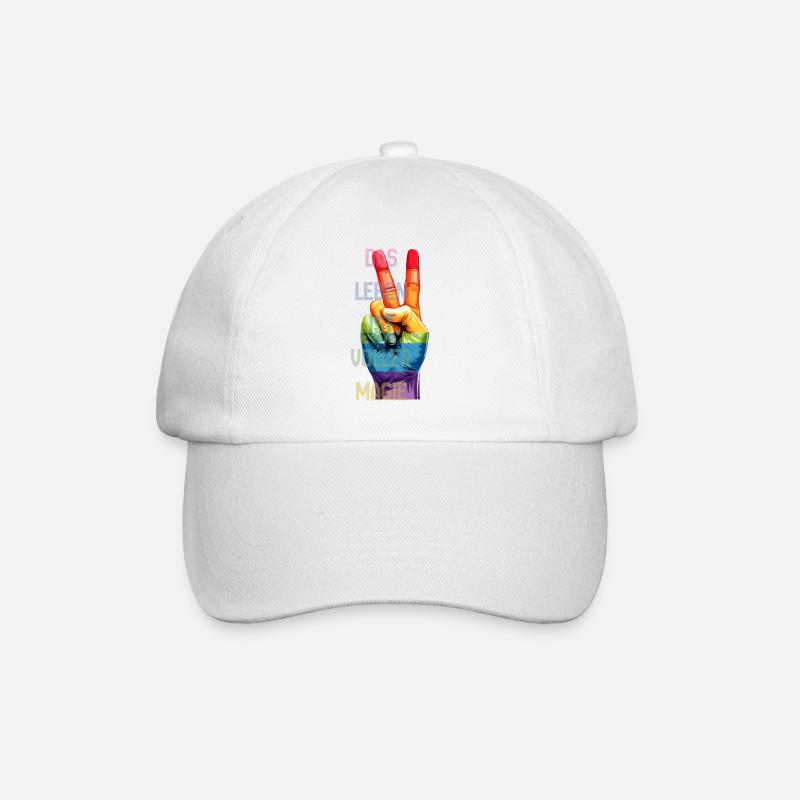 Rainbow Peace Hand – Life is full of magic - Baseball Cap - white/white